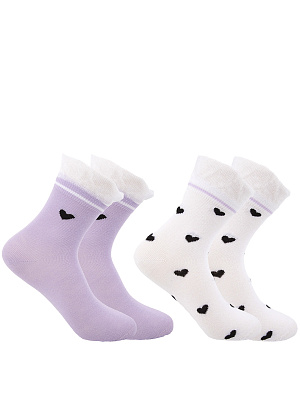HKGAS05-WQ Носки 26-38 (26-28/29-31/32-34/35-38) сиреневый-белый