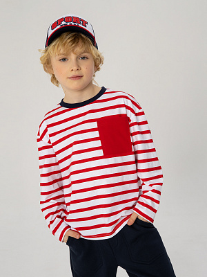 PKBCL01-WH Лонгслив(белый-красный) 92-128(92/98/104/110/116/122/128)