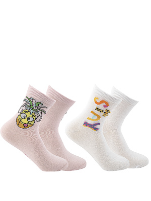 JKGAS04-KW Носки 26-34 (26-28/29-31/32-34) белый/розовый