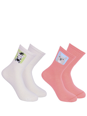 FKGAS01-WK Носки 26-34 () белый/коралловый