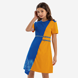 JJGCD02-EM Платье(синий-оранжевый) 134-164(134/140/146/152/158/164)