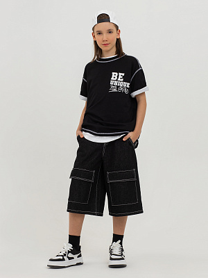 PJBCH08-99 Шорты джинсовые(черный) 134-170(134/140/146/152/158/164/170)