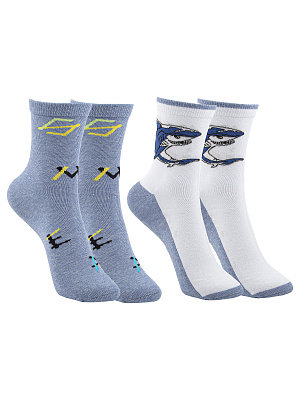 JKBAS02-WM Носки 26-34 (26-28/29-31/32-34) голубой-белый